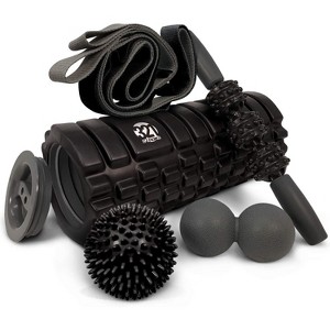 5 in 1 Foam Roller Set with Hollow Core Deep Tissue Massager, Muscle Roller Stick, Stretching Strap, Spikey Plantar Fasciitis Ball, and Car - 1 of 4