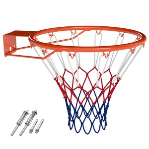 Costway 18" Basketball Rim with Double Springs & All Weather Net for Indoor & Outdoor Black/Orange - 1 of 4