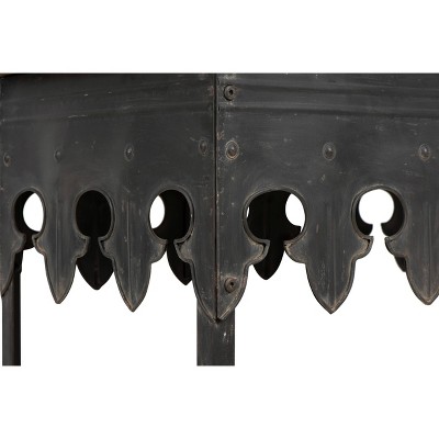 Distressed Black Reclaimed Wood Console Table with Rustic Finish