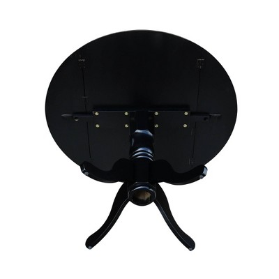 Casual Contemporary 42" Black Round Wood Extendable Dining Table