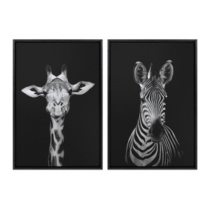 Kate & Laurel All Things Decor (Set of 2) 23"x33" Sylvie Minimalist Giraffe and Zebra Wall Art by The Creative Bunch Studio: Modern Canvas - 1 of 3