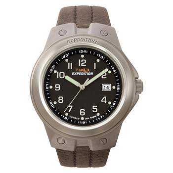 Men's Timex Expedition Watch with Leather Strap - Silver/Black/Brown T49631JT