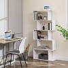TOAOTBNBO 5-layer Tall Geometric Bookcase Storage Organizer, Shaped Bookshelf with Simple Design Minimalist Book Shelf for Home, Off-white - 3 of 4