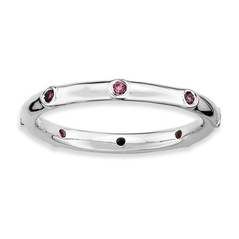 Black Bow Jewelry Sterling Silver Stackable Rhodolite Garnet Accent 2.25mm Band - image 1 of 4