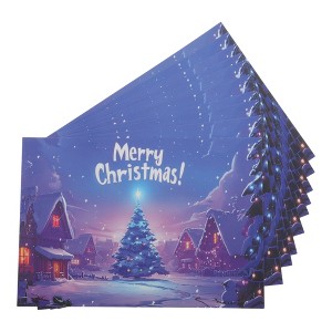 Unique Bargains Christmas Greeting Card Blue Purple 4.5x3.1 Inch 10 Pcs - 1 of 4