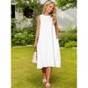 INSPIRE CHIC Women's Linen Sleeveless Crew Neck Shift with Pockets Casual Midi Dress - 2 of 4