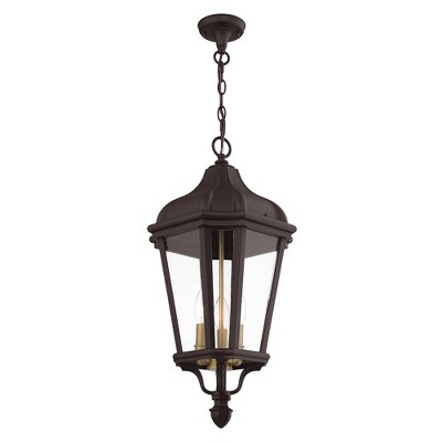 Elegant Morgan Bronze 3-Light Outdoor Pendant with Clear Glass