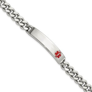 Black Bow Jewelry 8.5mm Stainless Steel Red Enamel Medical I.D. Bracelet, 8.75 Inch - 1 of 4