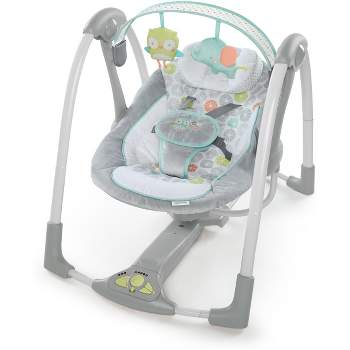 Bright Starts Whimsical Wild Portable Compact Baby Swing with Taggies,  Unisex, Newborn and up