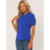Allegra K Women's Peter Pan Collar Short Sleeve Button Front Work Shirt - 4 of 4