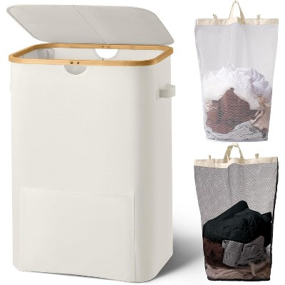 Laundry Basket with Lid,Collapsible Clothes Hampers for Laundry with Handles and Removable Inner Bag,Large Hamper