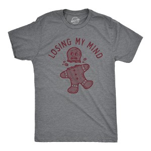 Mens Losing My Mind T Shirt Funny Headless Gingerbread Man Xmas Tee For Guys - Crazy Dog Men's T Shirt - 1 of 4