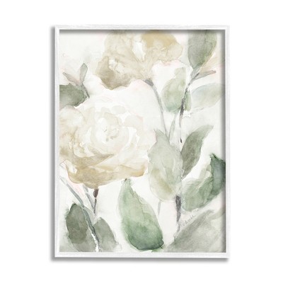 Stupell Industries Soft Edge White Roses Blooming Charming Abstract Florals