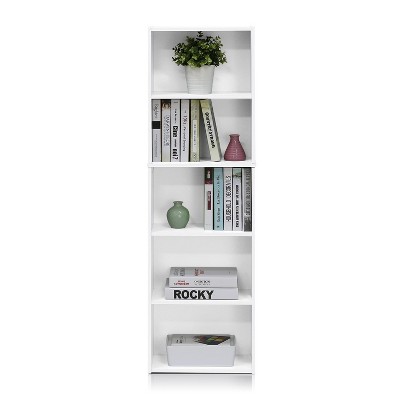 Sleek 5-Tier White Engineered Wood Open Shelf Bookcase