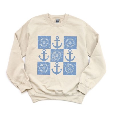 Simply Sage Market Women's Graphic Sweatshirt Anchor Wheel Grid