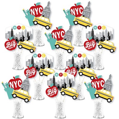 Big Dot of Happiness NYC Cityscape - New York City Party Centerpiece Sticks - Showstopper Table Toppers - 35 Pieces