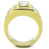 Fashion Men’s Ring, IP Gold Stainless Steel, Clear CZ Center, Modern Round Ring, Sizes 8-13 - 3 of 4