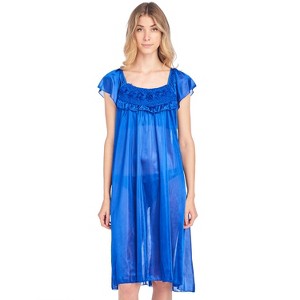 Casual Nights Women's Cap Sleeve Flower Silky Tricot Nightgown - 1 of 4