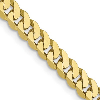 Black Bow Jewelry 3.9mm 10k Yellow Gold Flat Beveled Curb Chain Necklace