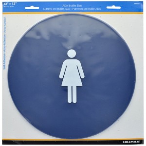 Hillman English Blue Female Restroom Plaque 12 in. H X 12 in. W - Case of 6 - 1 of 1