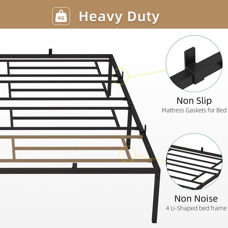 Whizmax King Size Metal Platform Bed Frame, Heavy Duty Steel Slat with Storage, No Box Spring Needed,Black, 4 of 8