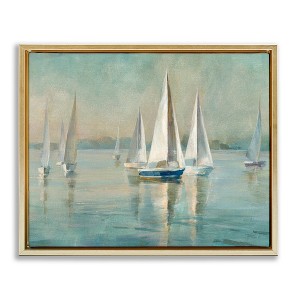 Stupell Industries Traditional Sailboats Relaxed Waters Floating Frame Canvas Art, Gold, 31" x 25" - 1 of 4