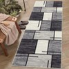 2 x 6 ft Polyester Velvet Towel Gray Rectangular Hallway Bathroom Entryway Kitchen Office Foldable Block Printed Modern Washable Area Rug - 2 of 4