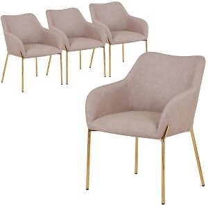 LeisureMod Zaire Modern Dining Chair – Upholstered Side Chair with Gold Iron Legs, Stylish Accent Chair for Dining Room or Kitchen Set of 4 - 1 of 4