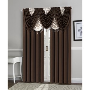 Kate Aurora Lux Living Complete 9 Piece Semi Sheer Rod Pocket Window Curtain & Valance Set - 1 of 4