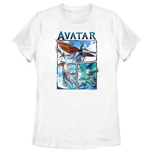 Women's Avatar: The Way of Water Watercolor Air and Sea Creatures Logo T-Shirt - 1 of 4