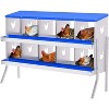 6 Panel Galvanized Steel Nesting Box with stand for Chicken Coop, Removable Drop Tray and Ventilation, for Hens, Ducks, Rustproof Design Blue - 3 of 4