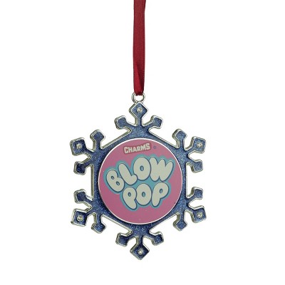 Northlight 3.5" Silver Plated Snowflake Blow Pop Candy Logo Christmas Ornament - Blue/Pink