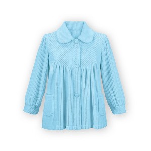 Collections Etc Soft Fleece Button Down Night Shirt with Pockets - Comfy Flattering Fit Over Pajamas or Nightgown - 1 of 4