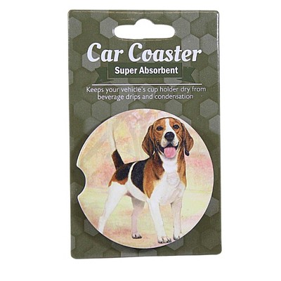 E & S Imports 2.5 Inch Beagle Car Coaster Super Absorbent Coasters