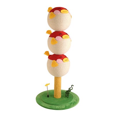 Cute Puffer Fish Cat Climbing Tree, 3-Tier Cat Tower with Scratching Post and Interactive Toy, Indoor Cat Climbing Frame for Small to Large Cats