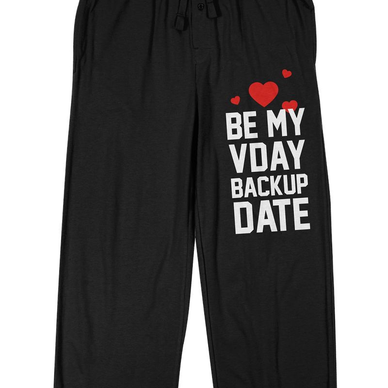 Valentine's Day Be My VDay Backup Date Men's Black Sleep Pajama Pants, 2 of 4
