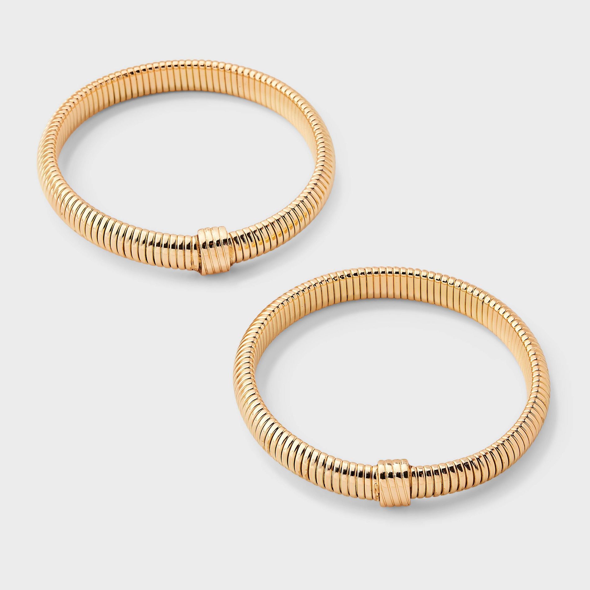 Ribbed Bracelet 2pc Set - A New Day™ Gold