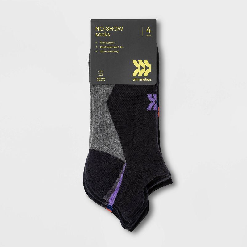 Women's Active Sole Cushioned 4pk No Show with Heel Tab Athletic Socks - All In Motion™ 4-10, 2 of 4
