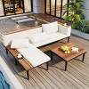 Modern Luxury Patio Sofa Set,Outdoor Patio Conversation Set with Cushions and Coffee Table,L-Shaped Sectional Sofa for Backyard Porch-Coolbibila - 3 of 4