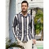 Clearlove Men's Striped Print Long Sleeve Shirt Casual Button Down Wrinkle Resistant Office Wear Comfortable Dress Shirt - 2 of 4