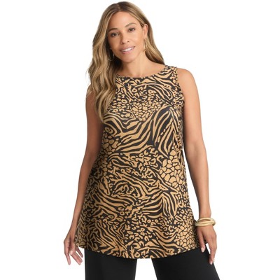 Jessica London Women's Plus Size Stretch Knit Tunic Tank