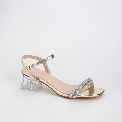Berness Women's Hallie Rhinestone Clear Block Heel Sandals