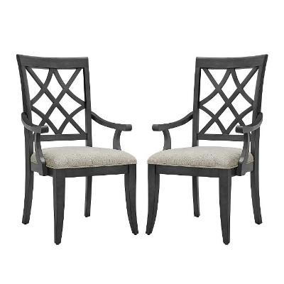 CAVINAS Set of 2 Wooden Dining Chairs with Cushioned Seat, Upholstered High Back Kitchen Chairs with Solid Rubberwood Frame