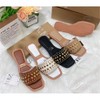 Clotth Women's Slippers with Crystal particles Womens Open Toe Studded Sandals Leather flip-flops for Summer and Daily - 4 of 4