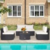 Tangkula 5PCS Patio Outdoor Rattan Sofa Conversation Set w/ Seat & Back Cushions Off White - 3 of 4
