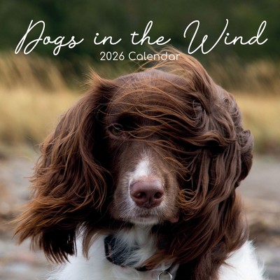 2026 Square Wall Calendar, Dogs in the Wind, 16-Month Humor Theme with 180 Reminder Stickers (12x12 In)