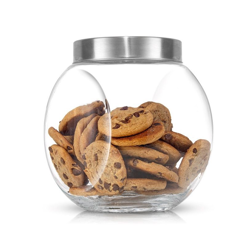 JoyFul Round Glass Cookie Jar with Airtight Lids - 67 oz Candy Jar, Dog Treat Container, Laundry Detergent Container - Set of 2, 3 of 8