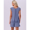 INSPIRE CHIC Women's Cute Ruffle Trim Cap Sleeve Tops and Shorts 2 Piece Pajama Sets - 4 of 4