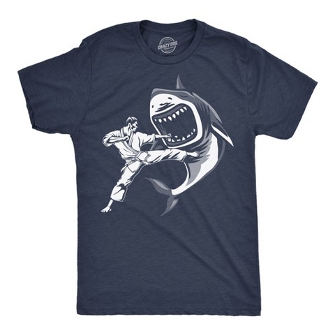 Мужские футболки Crazy Dog T-Shirts, Inc. Mens Funny T Shirts Karate Kicked Shark Sarcastic Fighting Graphic Tee - Crazy Dog Men's T Shirt for Animal Lovers Navy XL