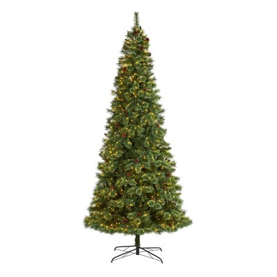 Nearly Natural 10’ White Mountain Pine Prelit LED Artificial Christmas Tree